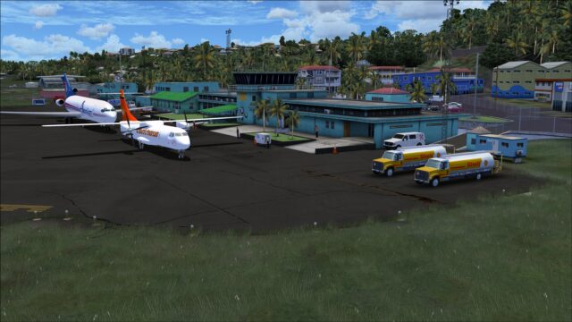 Fuel trucks, mobile power source and 3d people