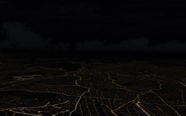 City at night showing roadways with no added 3d buildings