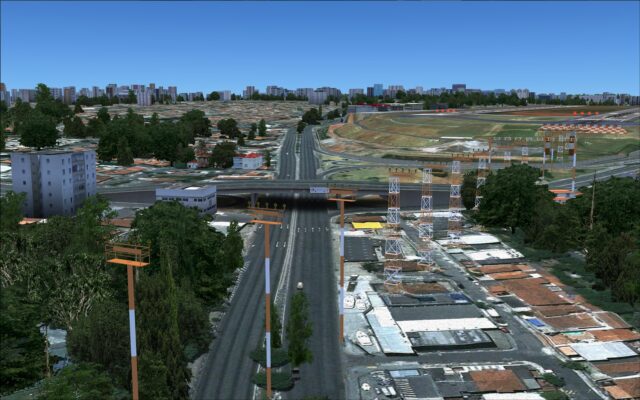 Realistic highway overpass and approach lighting near SBSP