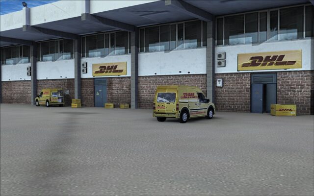 DHL building area detail - Note the partially open door
