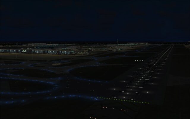 Colourful runway and taxiway lighting