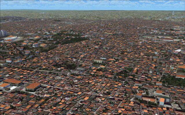 Densely populated area surrounding airport