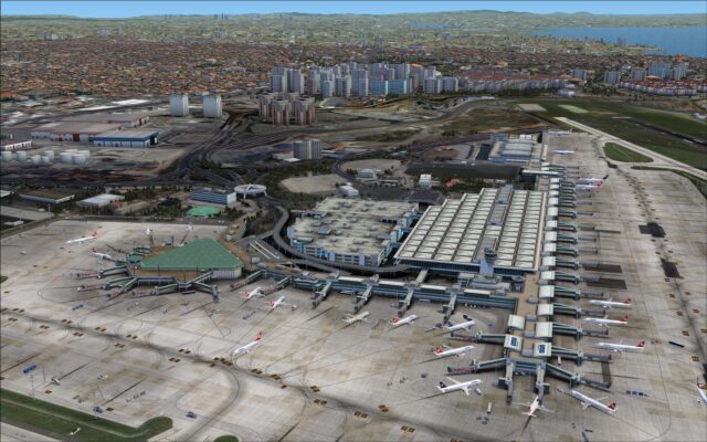 Overlooking terminals 1, 2, car park and cargo terminal