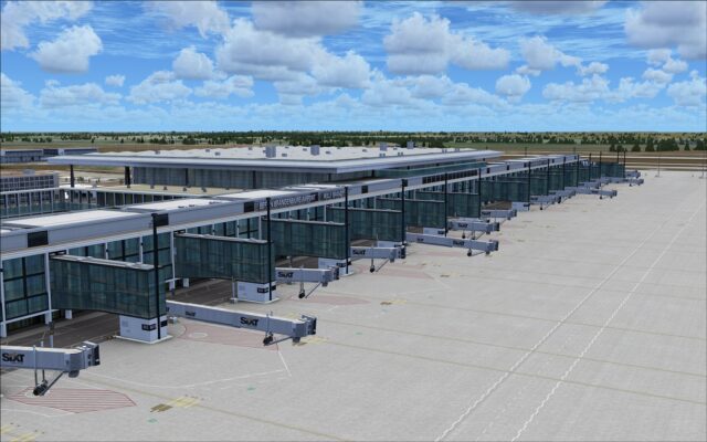 Aircraft stands at new terminal