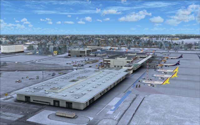 No snow on building roof tops