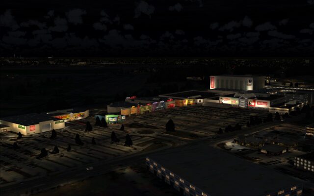 Shopping center at night