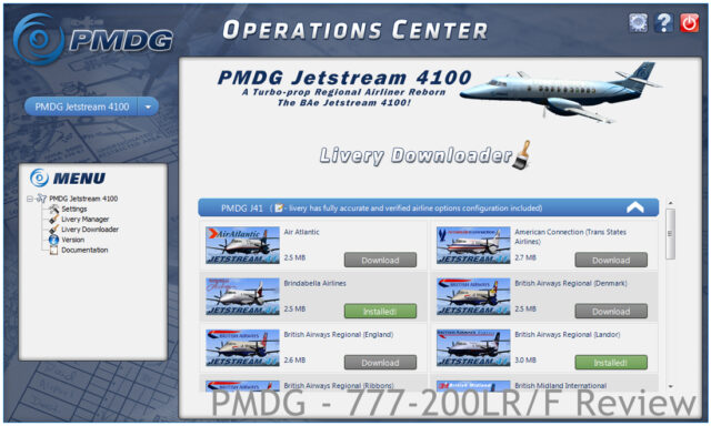 Note that the livery downloader now also works for the J41 and 737 NGX, if you have these products installed.