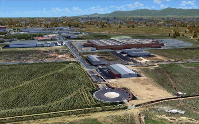 Commercial buildings near airport