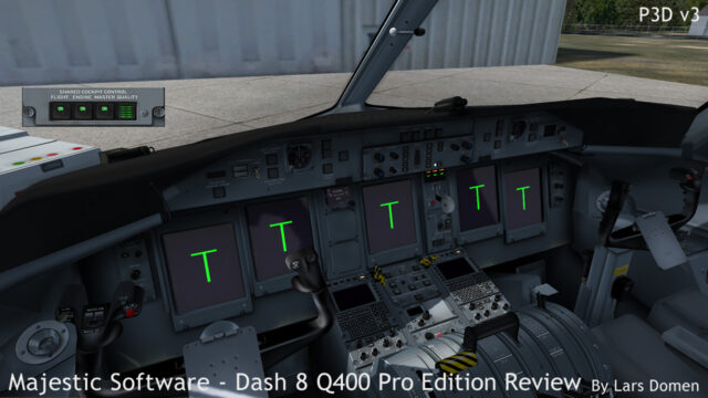 The Shared Cockpit Control panel popup, denoting the system is connected with perfect quality, and the current PC is master for both flight controls and engine controls.