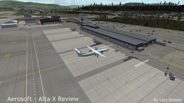Hard to show in a static shot, but there is movement at Alta. That airport tractor with 4 empty baggage carts, for example, drives a realistic route over the apron. There are also several 3D people moving around the airport.