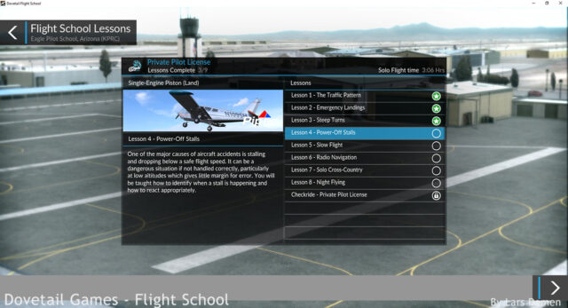 The list of lessons in the PPL course.