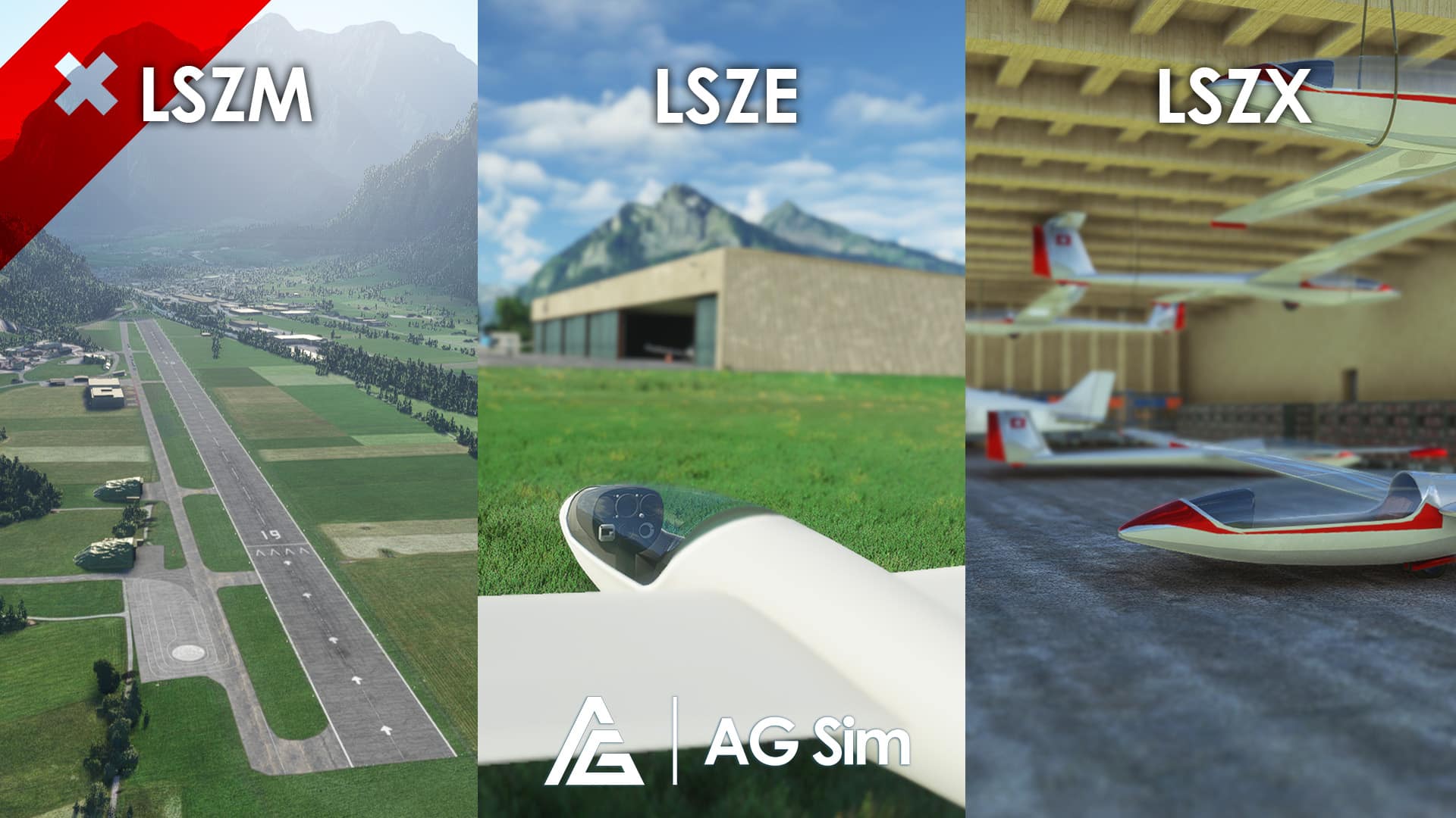 AG Sim – 3 Swiss Glider Airfields LSZM LSZE LSZX MSFS