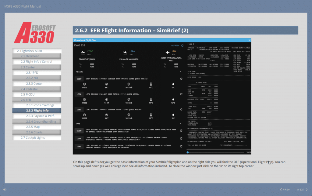 Aerosoft - A330 MSFS Preview of the eManual Covering the EFB