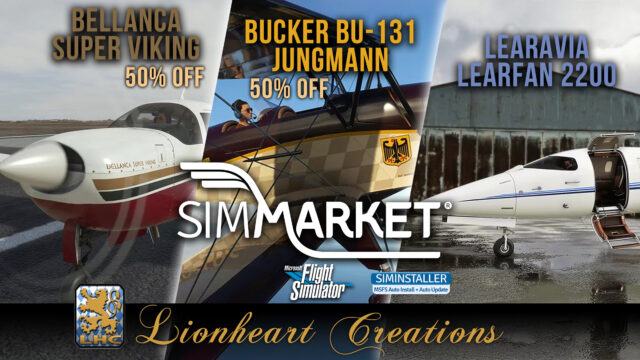 Lionheart Creations – 3 New MSFS Aircraft : Bellanca Super Viking, Bucker BU-131 Jungmann, and Learavia Learfan 2200