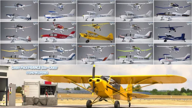 France VFR – Livery Pack France South-West MSFS (C172, DR400, PC-6, Piper Cub)